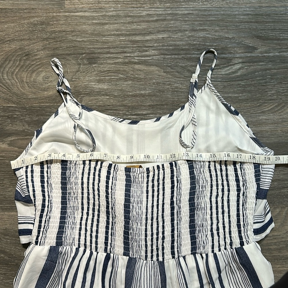 Wrangler Striped Jumpsuit Romper White Blue Lightweight Spaghetti Straps XL - Picture 7 of 12